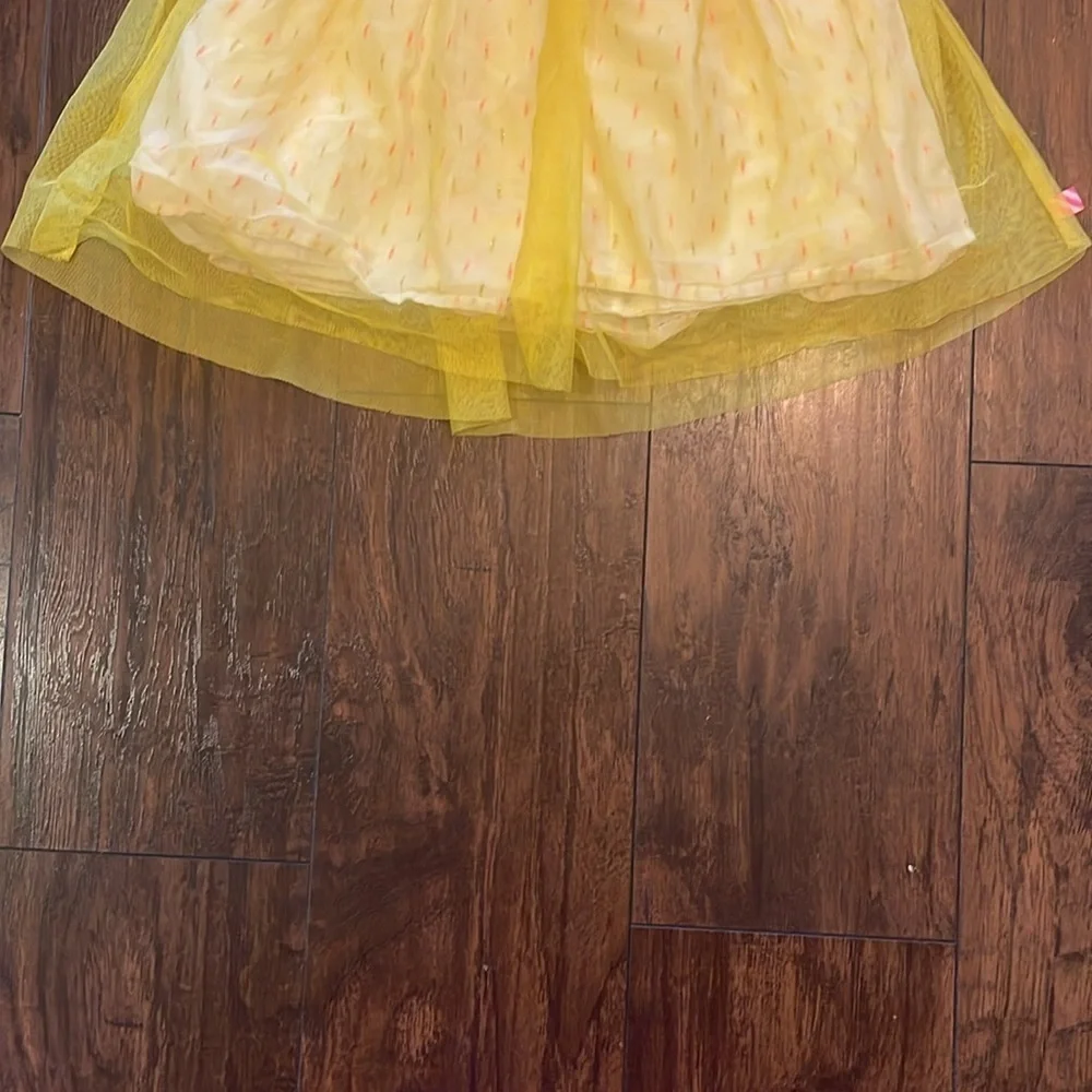 Billieblush Bow-Detailed Yellow Tulle Skirt with Pink Accents SZ 10